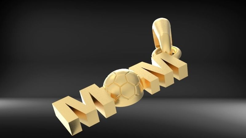 Soccer Ball Mom Footbol Sports Pendant Necklace jewelry 3D print model_3