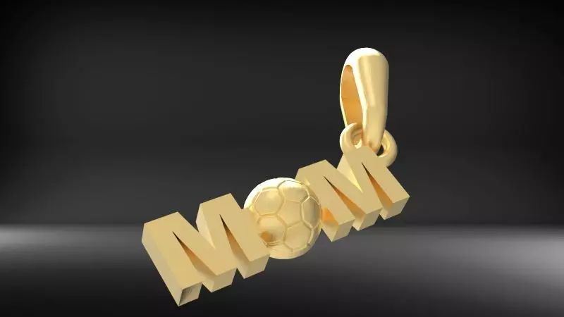 Soccer Ball Mom Footbol Sports Pendant Necklace jewelry 3D print model_0