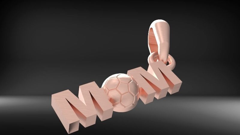 Soccer Ball Mom Footbol Sports Pendant Necklace jewelry 3D print model_11