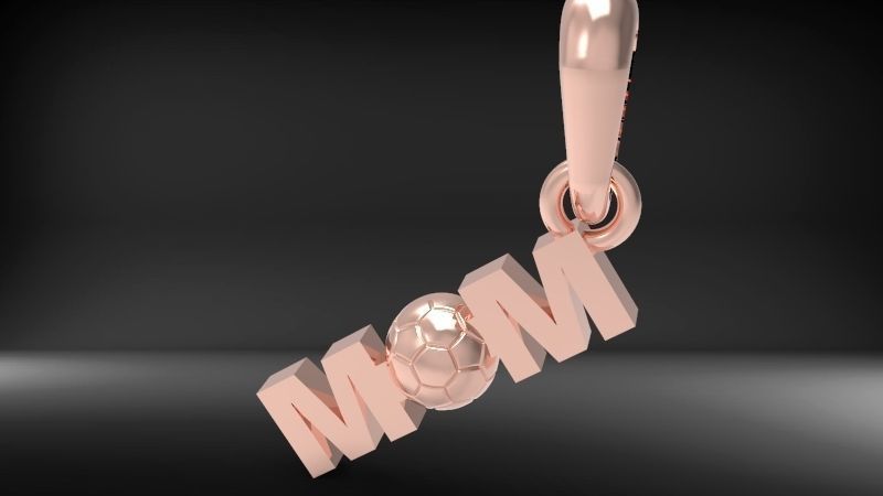 Soccer Ball Mom Footbol Sports Pendant Necklace jewelry 3D print model_8