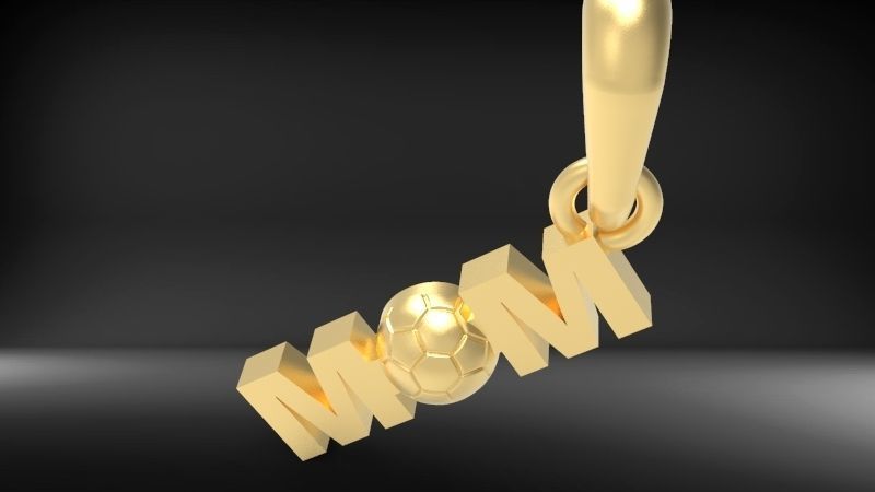 Soccer Ball Mom Footbol Sports Pendant Necklace jewelry 3D print model_2