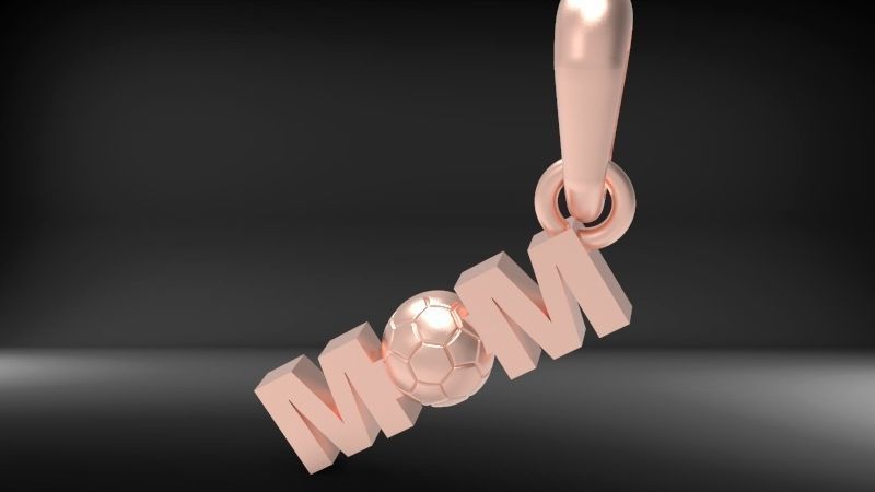 Soccer Ball Mom Footbol Sports Pendant Necklace jewelry 3D print model_9