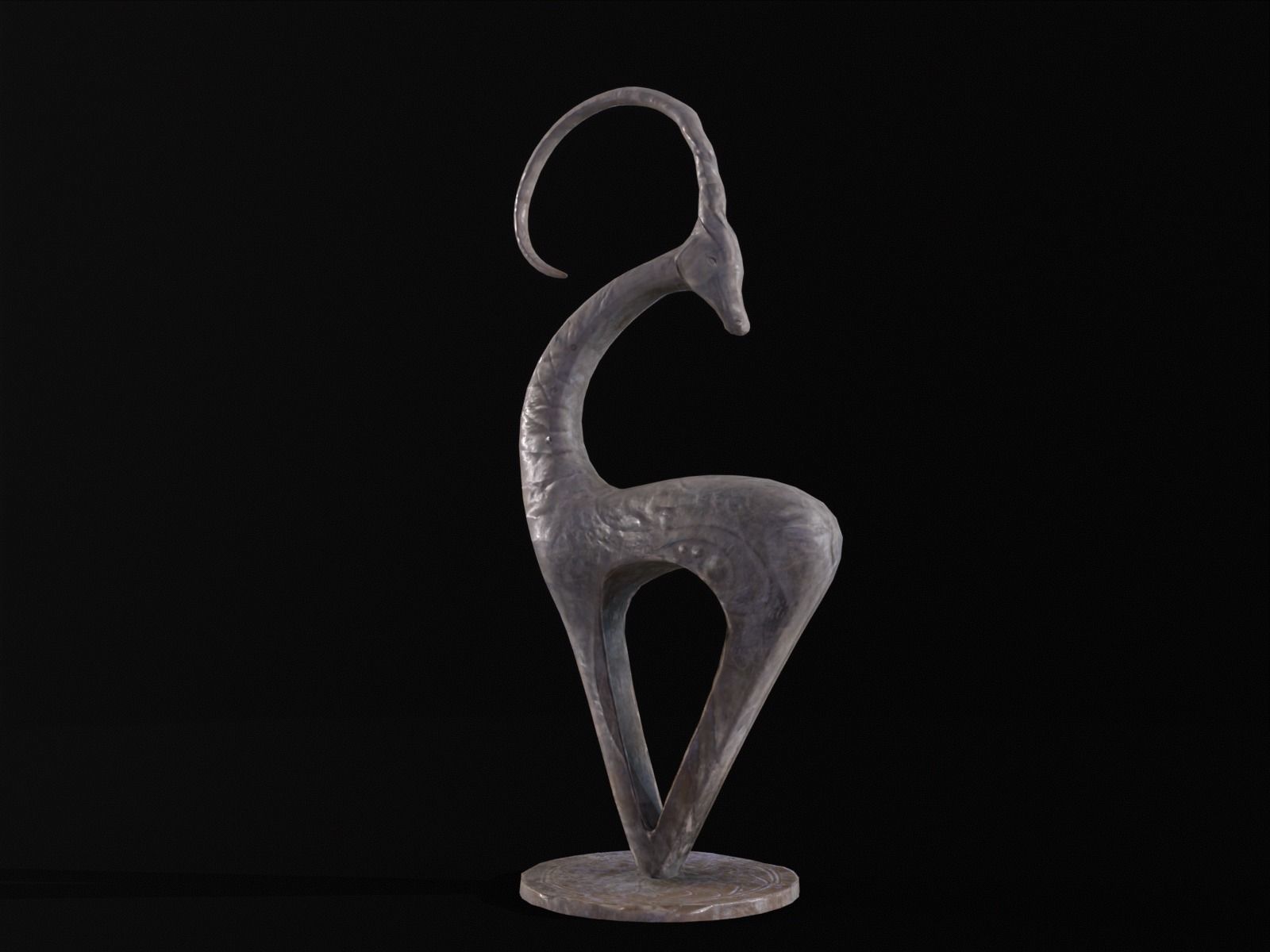 Marble Impala Sculpture Low-poly 3D model_16