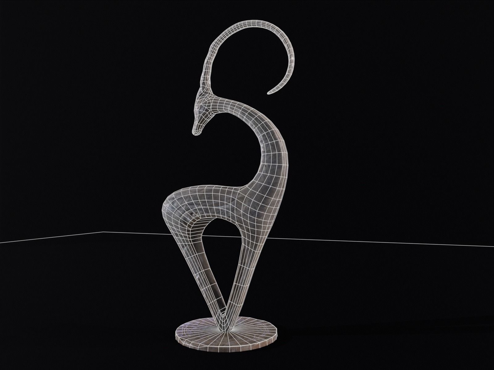 Marble Impala Sculpture Low-poly 3D model_5