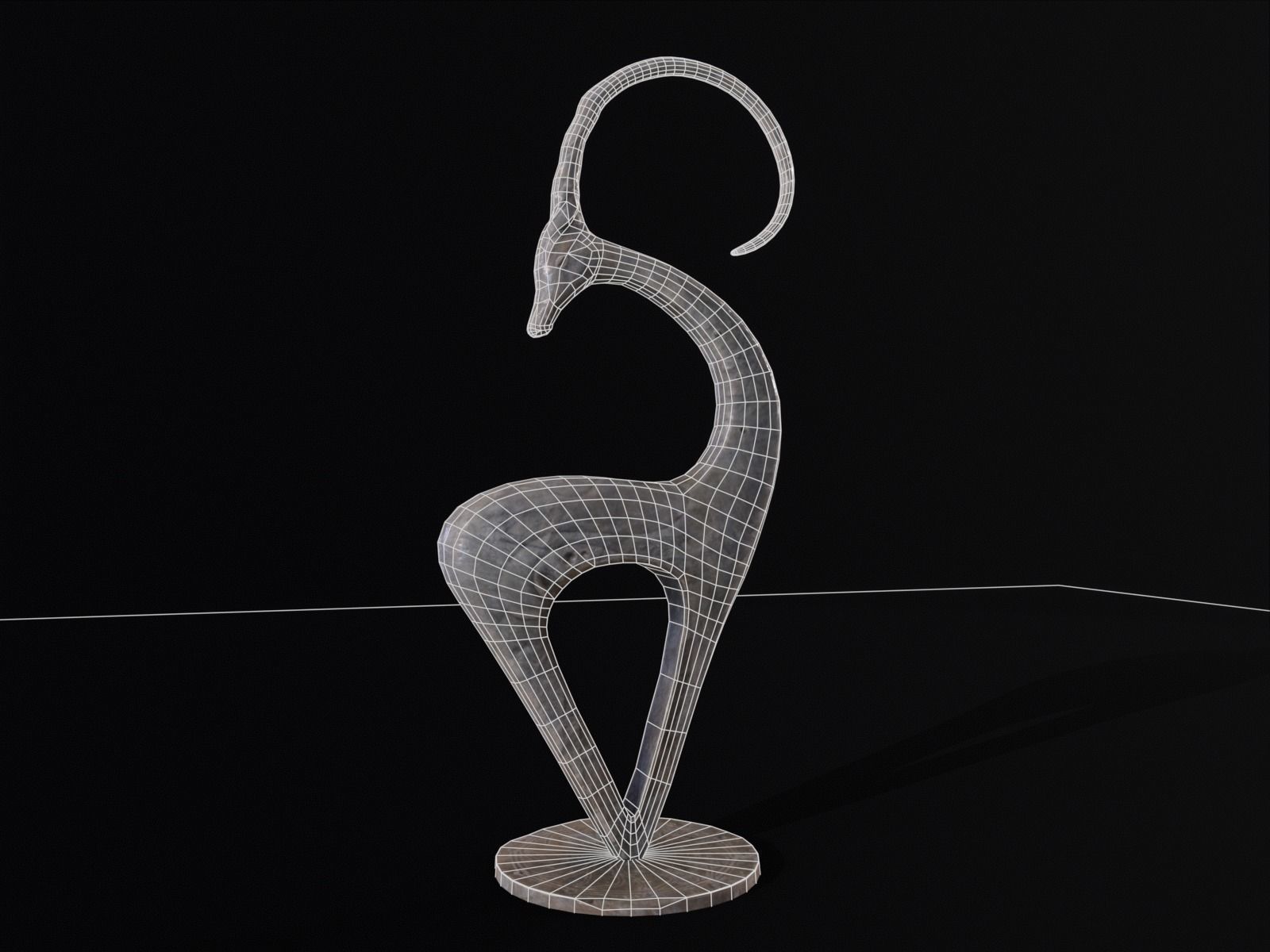 Marble Impala Sculpture Low-poly 3D model_3