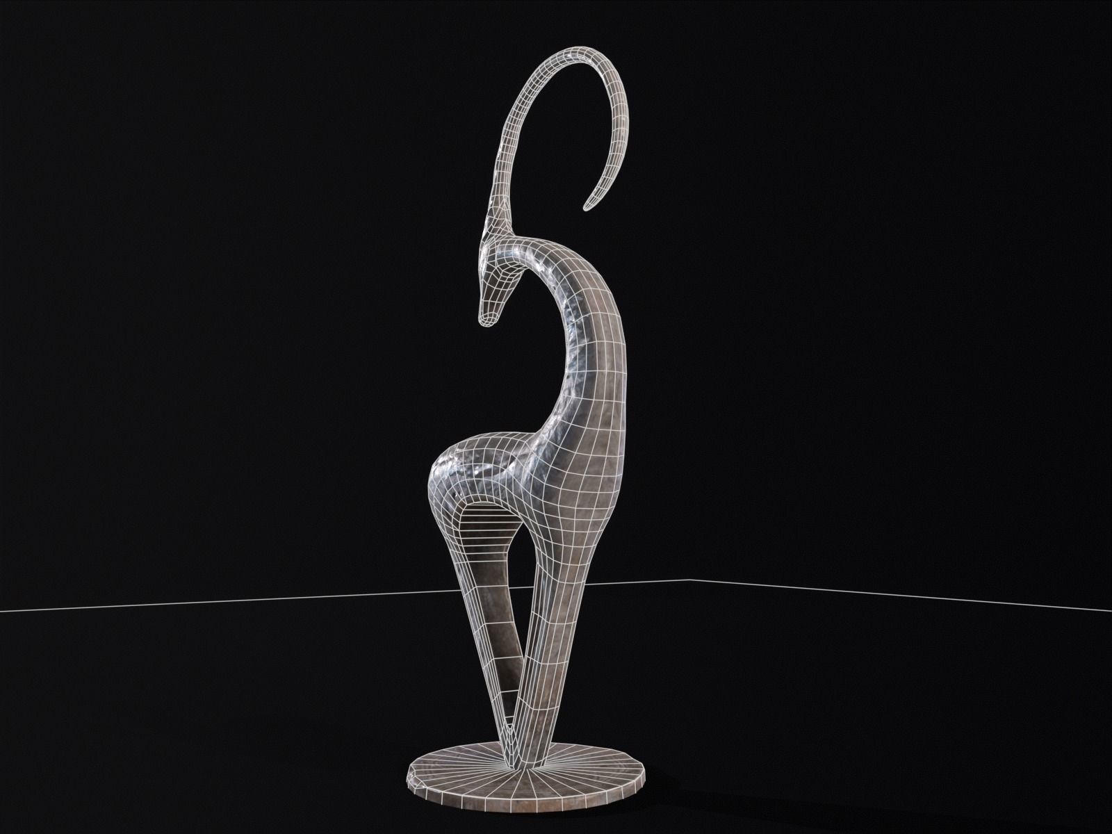 Marble Impala Sculpture Low-poly 3D model_7