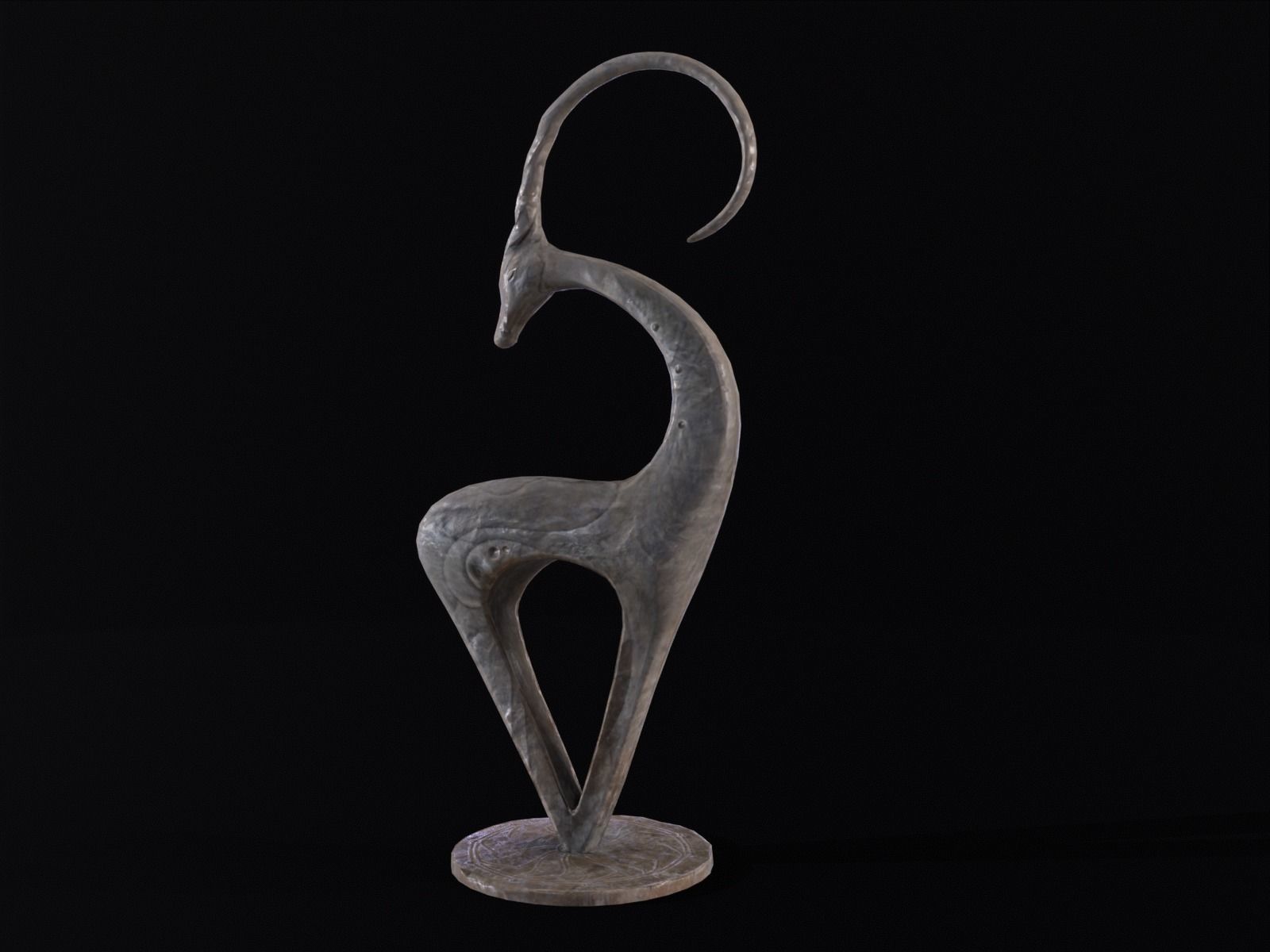 Marble Impala Sculpture Low-poly 3D model_4