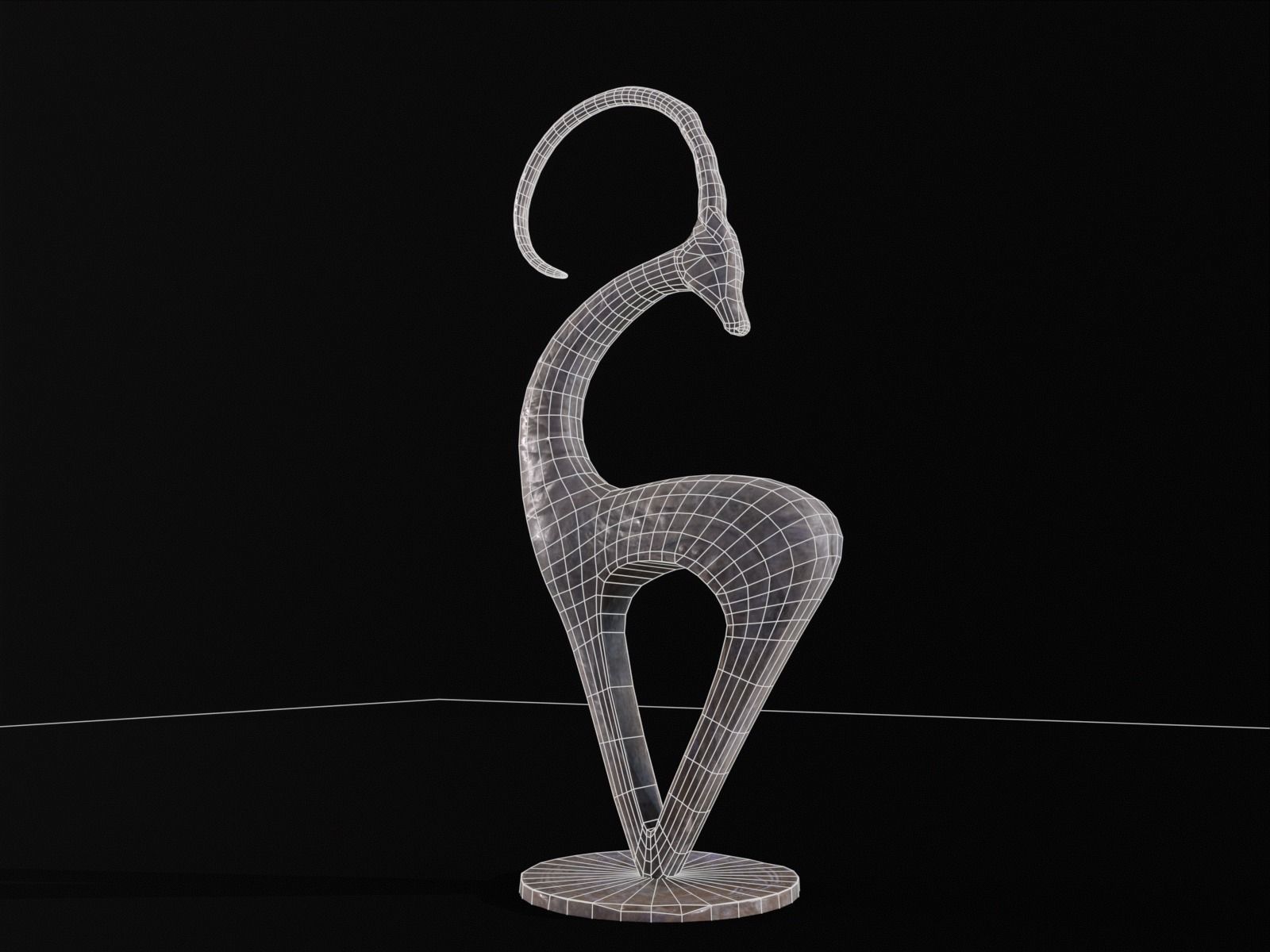 Marble Impala Sculpture Low-poly 3D model_17