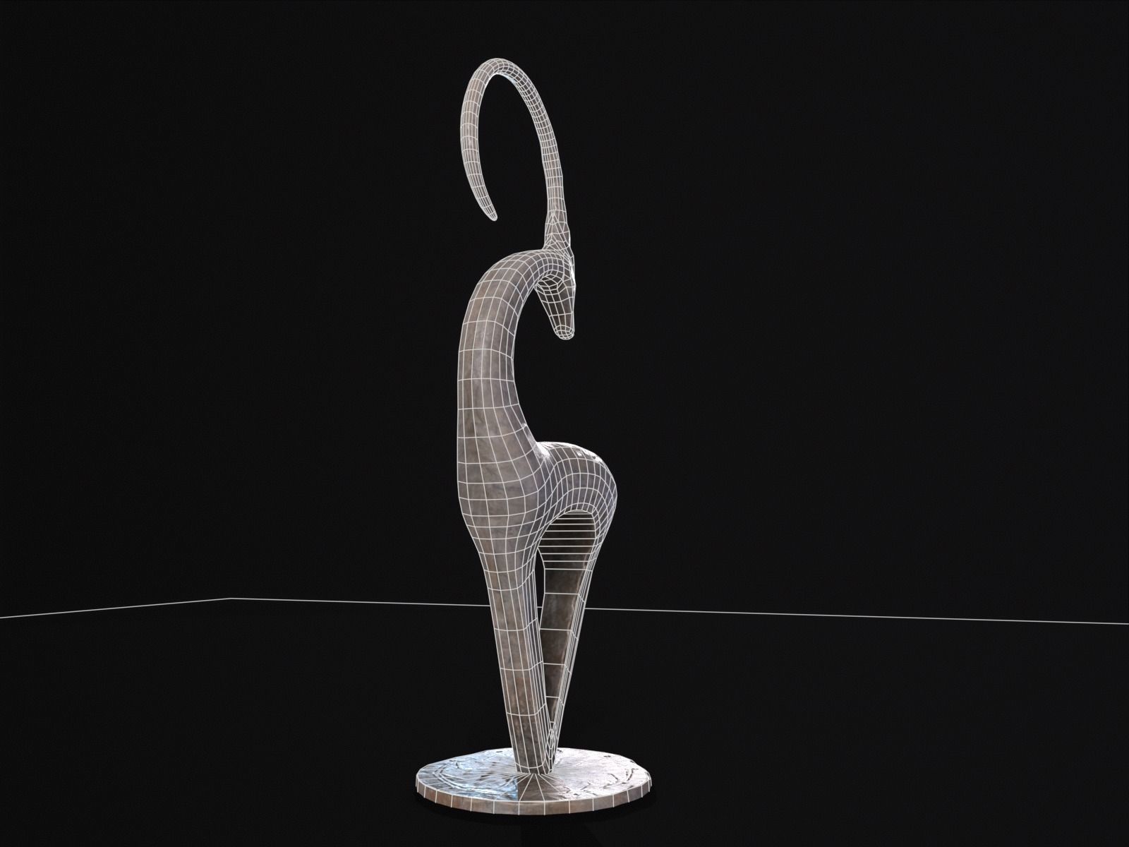 Marble Impala Sculpture Low-poly 3D model_11