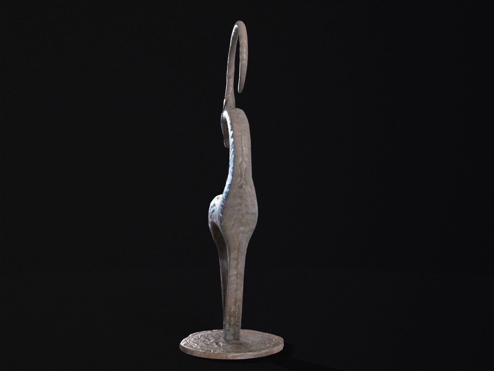 Marble Impala Sculpture Low-poly 3D model_8