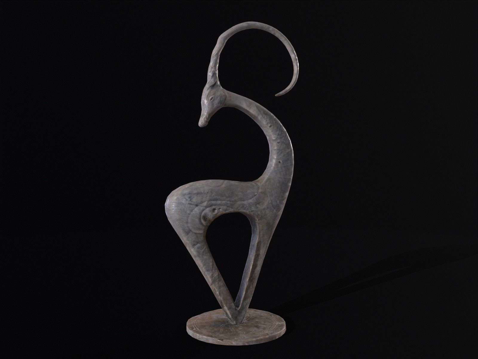 Marble Impala Sculpture Low-poly 3D model_2