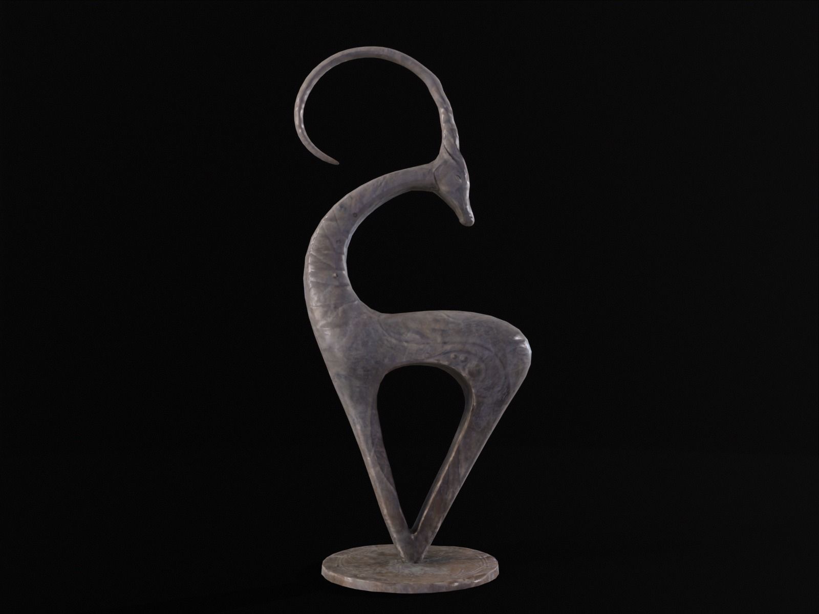 Marble Impala Sculpture Low-poly 3D model_14