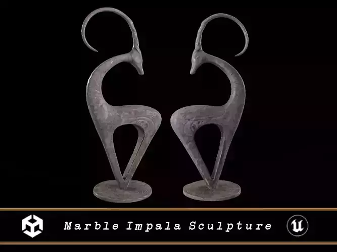 Marble Impala Sculpture Low-poly 3D model