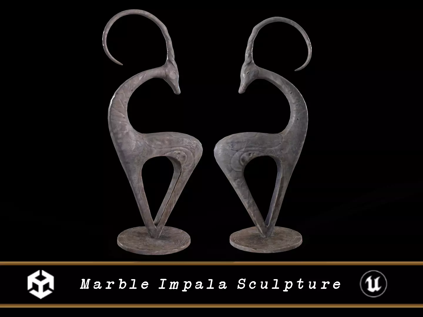 Marble Impala Sculpture Low-poly 3D model_0