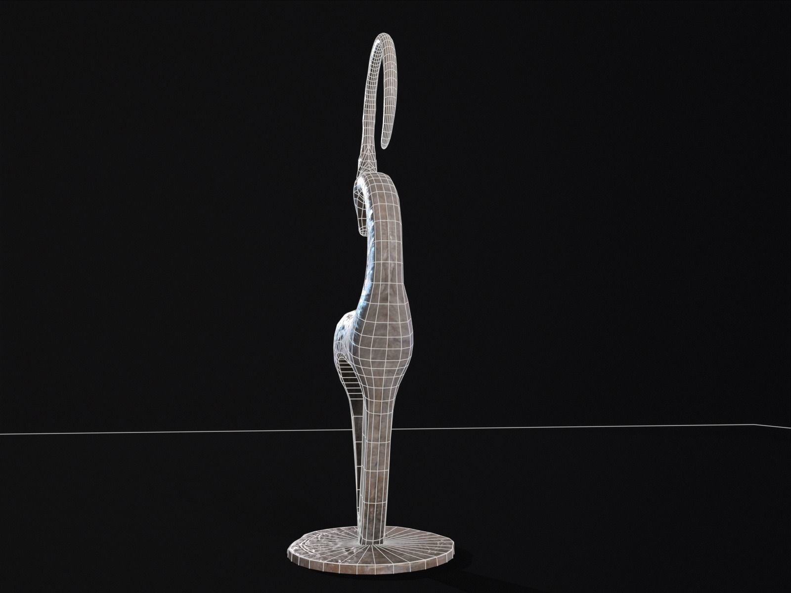 Marble Impala Sculpture Low-poly 3D model_9