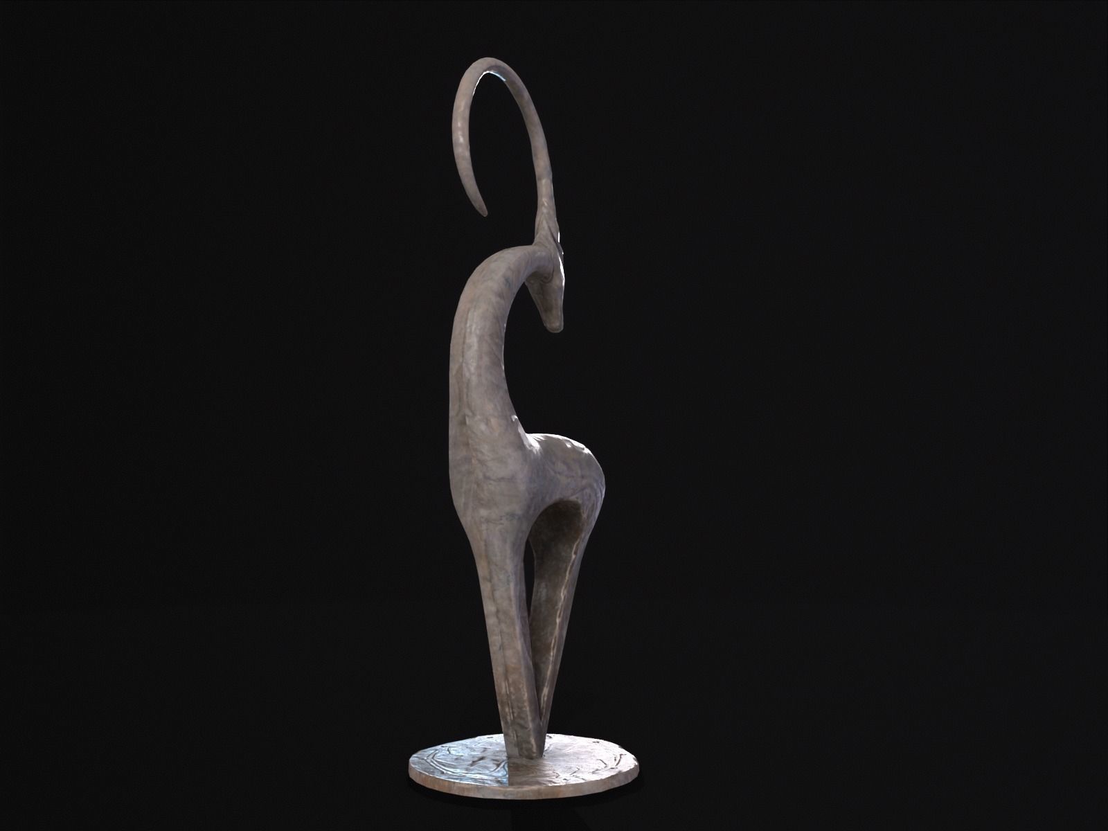 Marble Impala Sculpture Low-poly 3D model_10