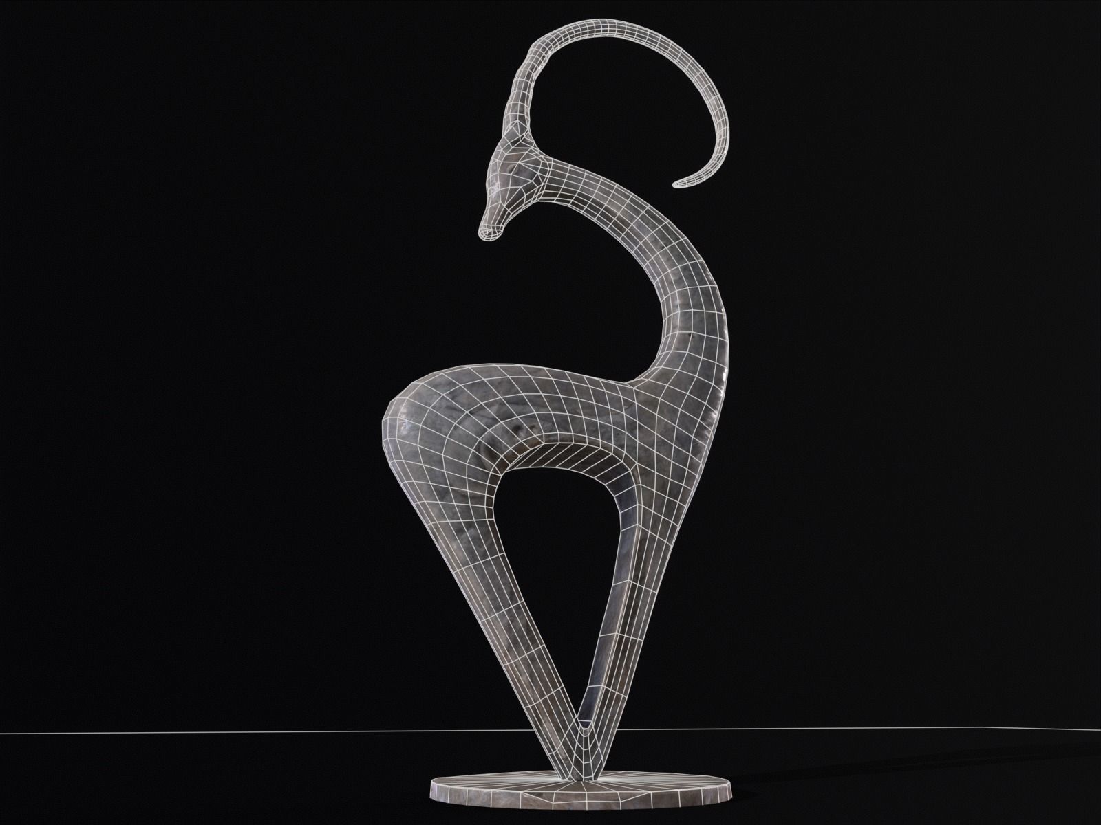 Marble Impala Sculpture Low-poly 3D model_19