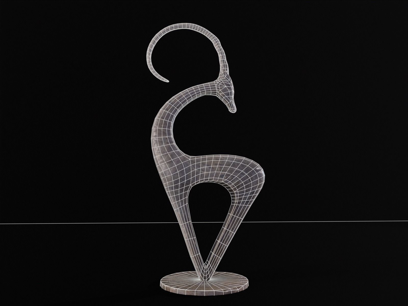 Marble Impala Sculpture Low-poly 3D model_15