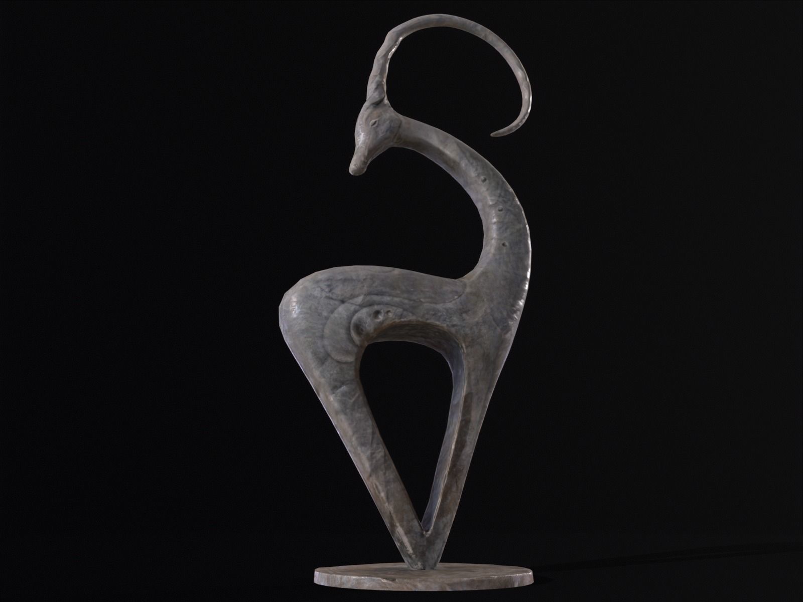 Marble Impala Sculpture Low-poly 3D model_18