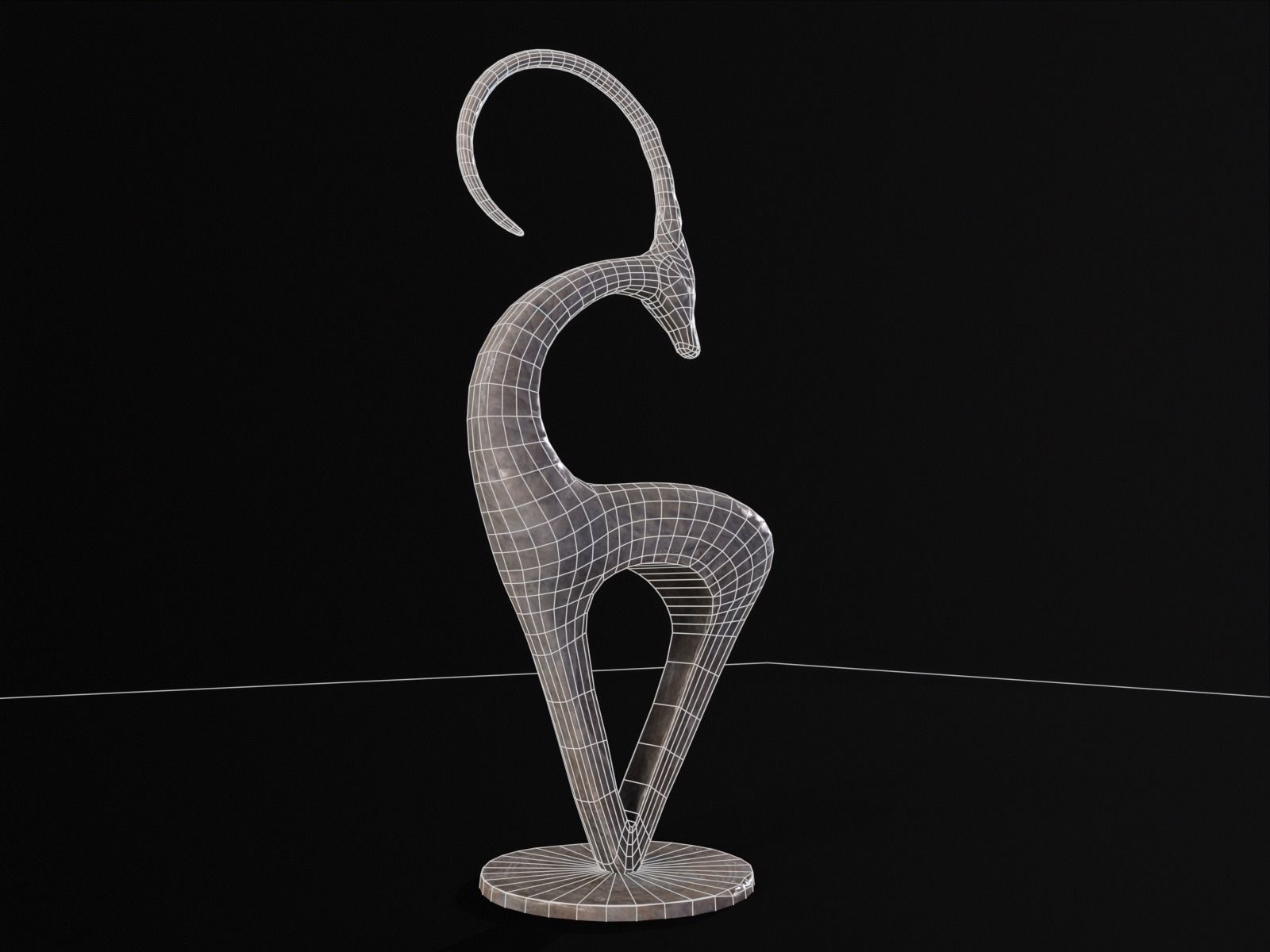 Marble Impala Sculpture Low-poly 3D model_13