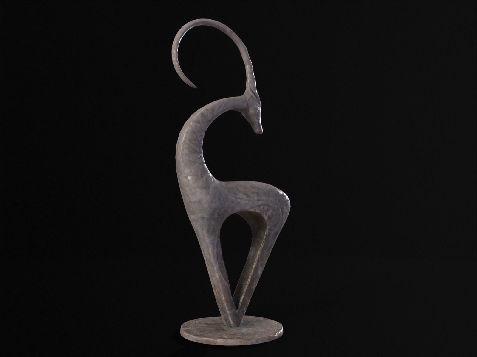 Marble Impala Sculpture Low-poly 3D model_12