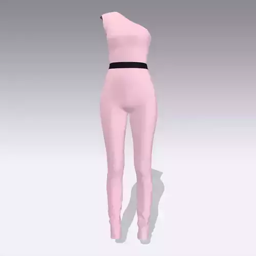 Jumpsuit powder pink color belt black look