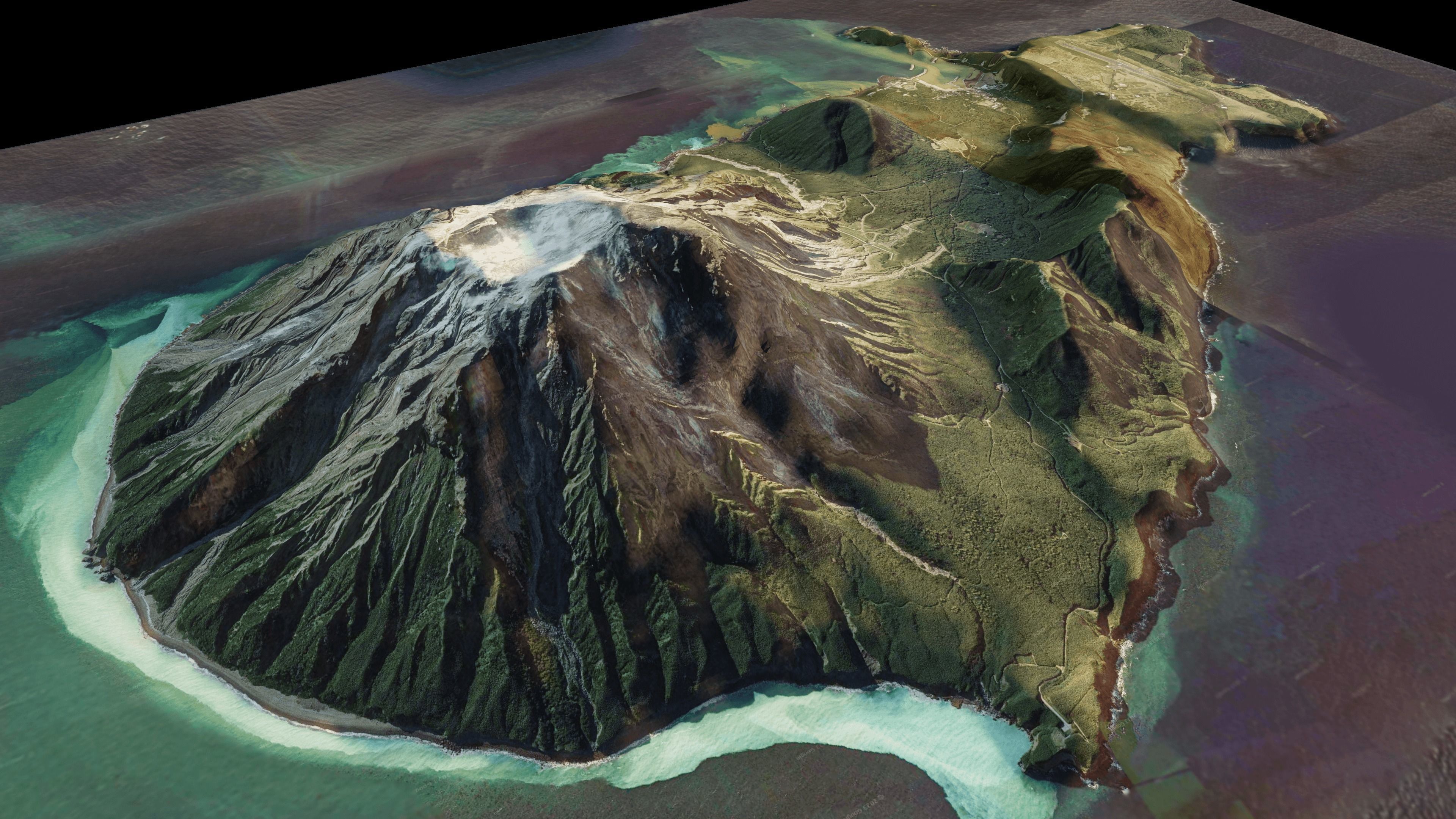 Kikai Caldera is on Iojima Island 3d model terrain 3D model_6