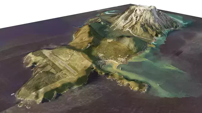 Kikai Caldera is on Iojima Island 3d model terrain 3D model