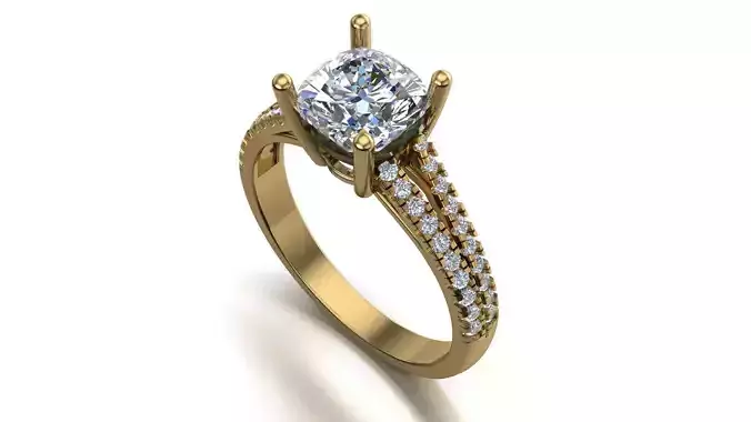 square cushion engagement ring 3d model printable model