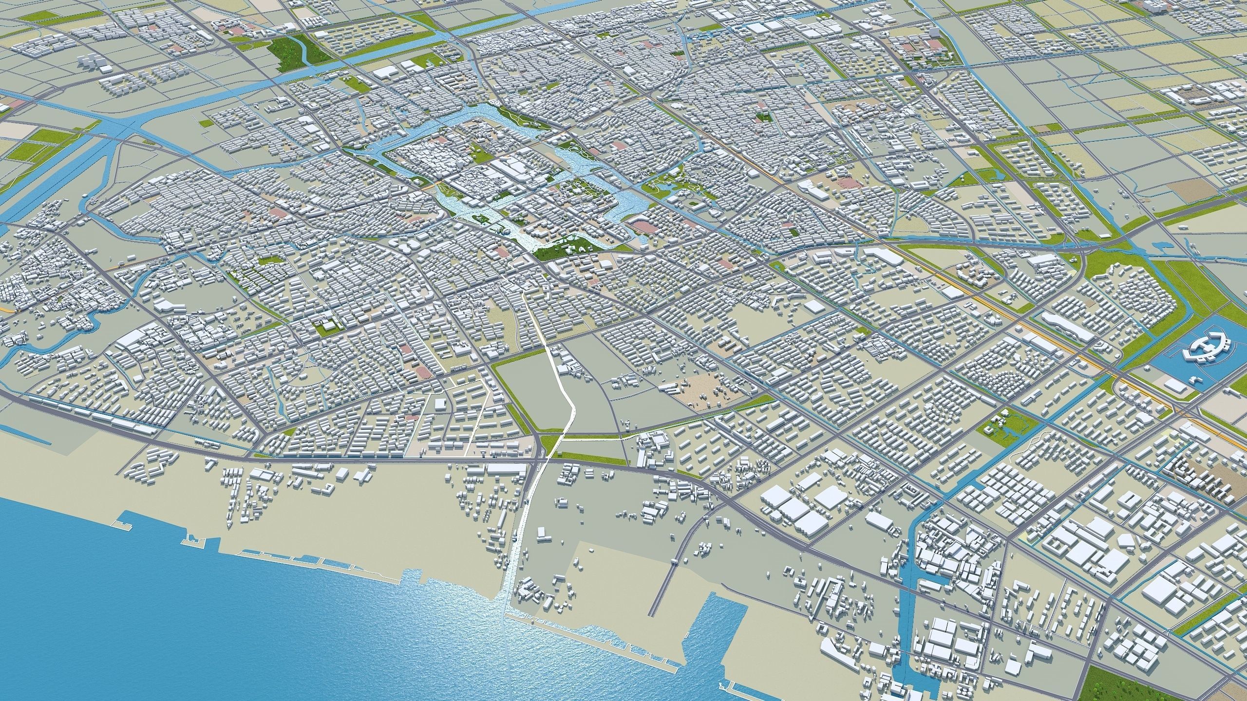 Nantong Jiangsu China 60km Low-poly 3D model_4
