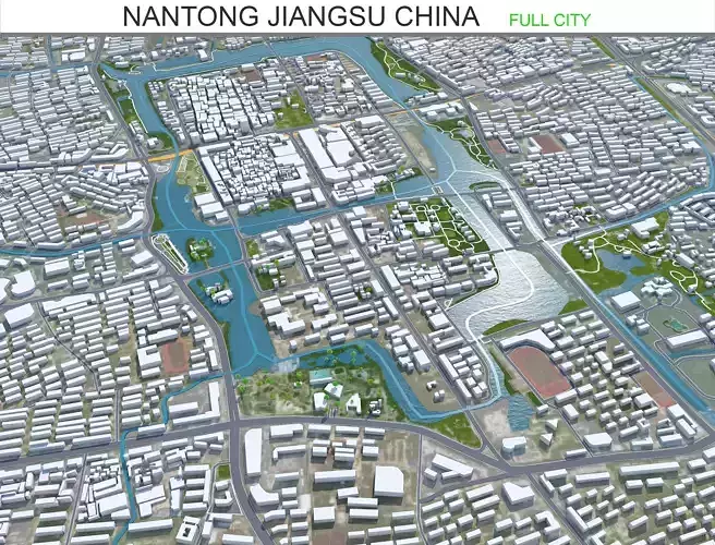 Nantong Jiangsu China 60km Low-poly 3D model