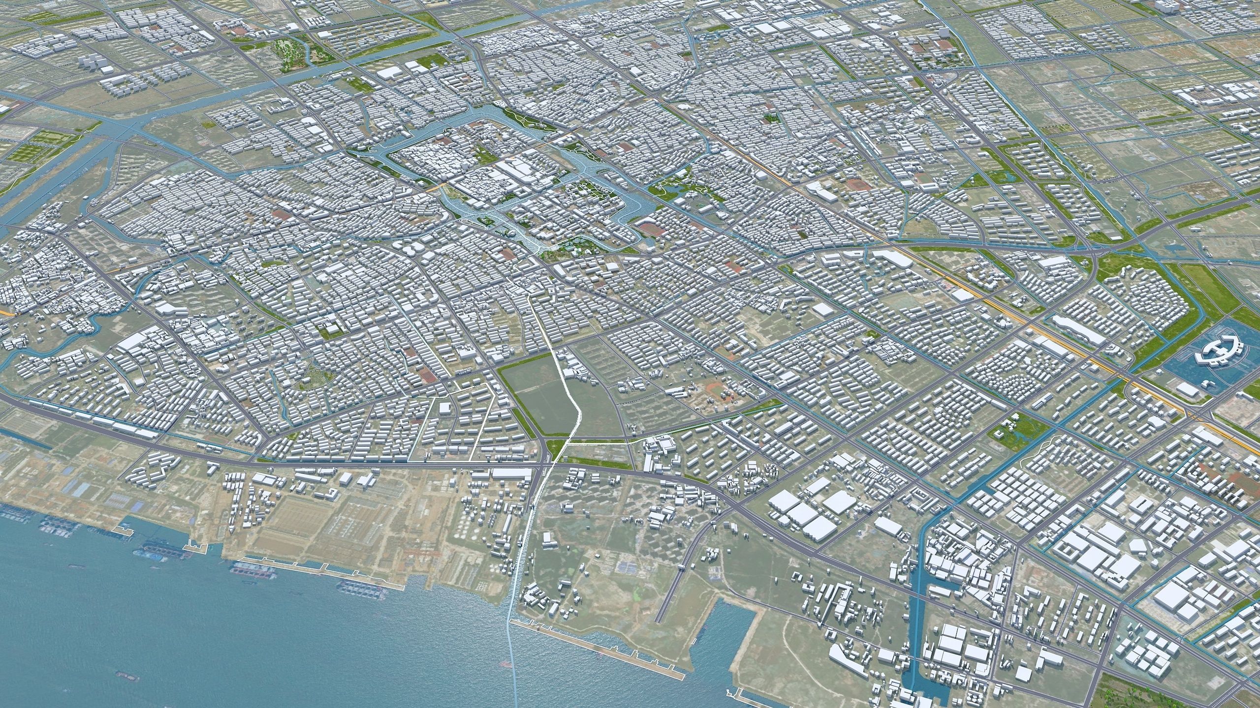 Nantong Jiangsu China 60km Low-poly 3D model_3