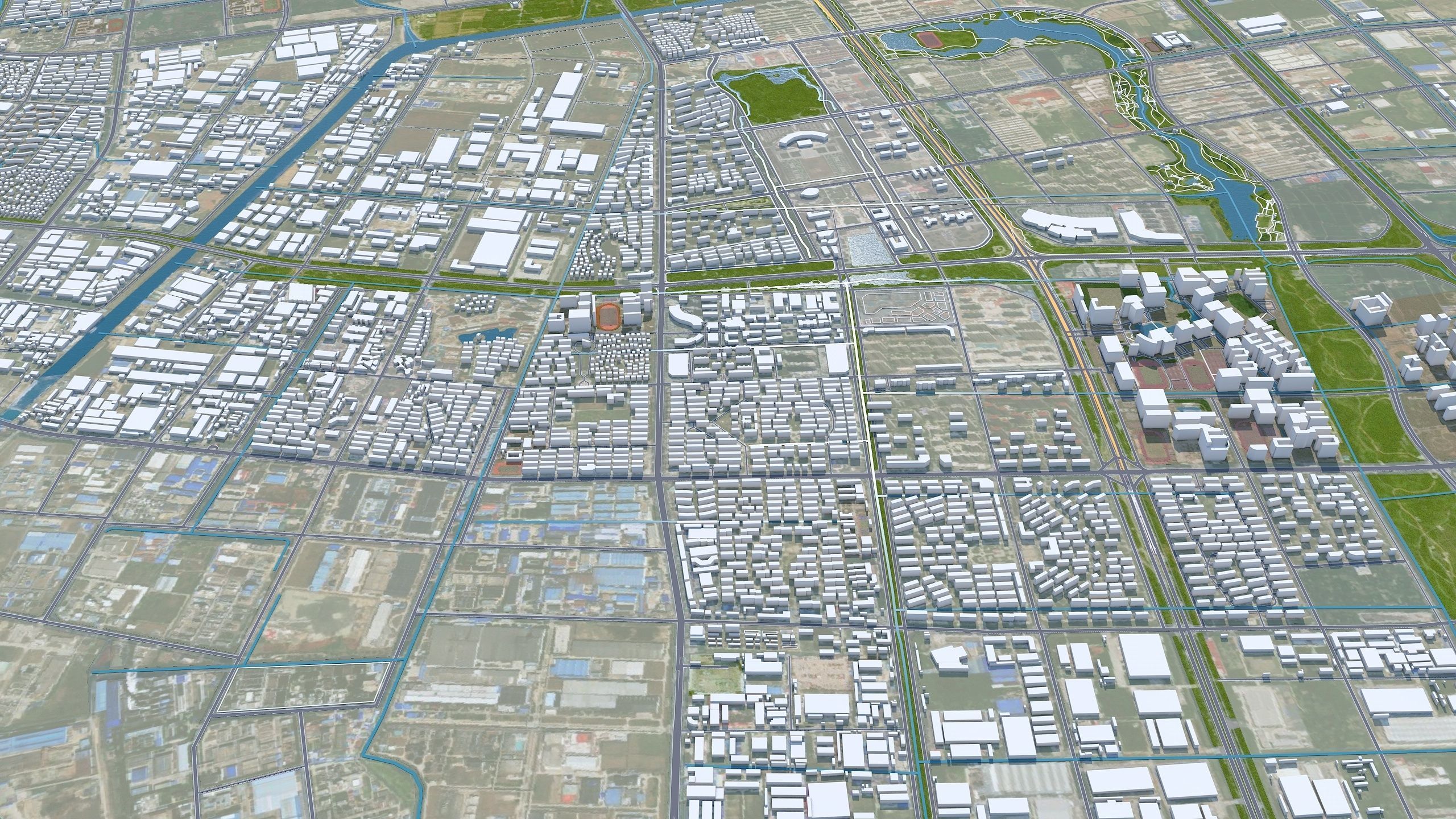 Nantong Jiangsu China 60km Low-poly 3D model_7