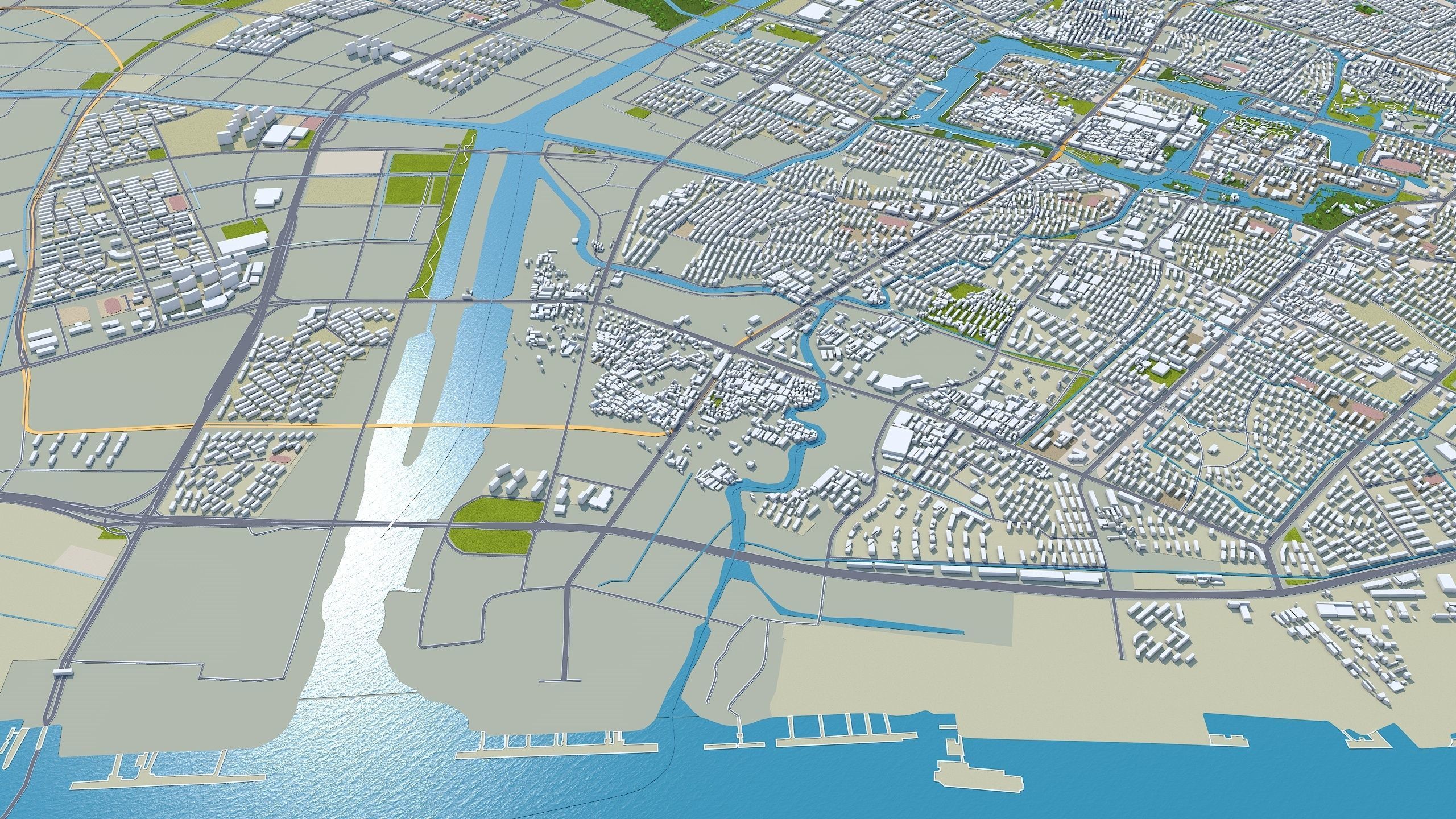 Nantong Jiangsu China 60km Low-poly 3D model_9