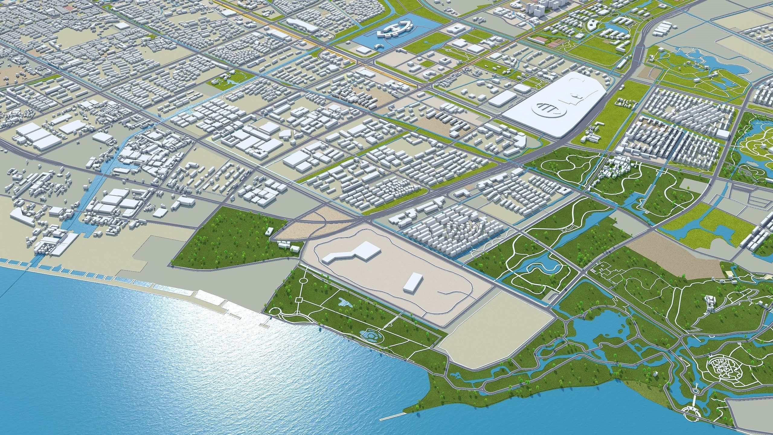 Nantong Jiangsu China 60km Low-poly 3D model_8