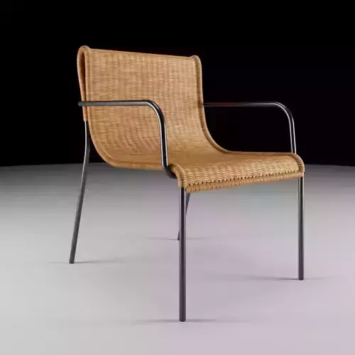 CrateBarrel Rizo Faux rattan outdoor dining armchair