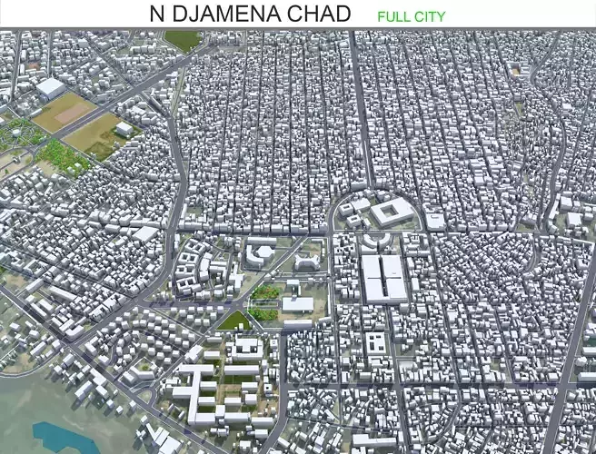 N Djamena Chad 30km AI Low-poly 3D model
