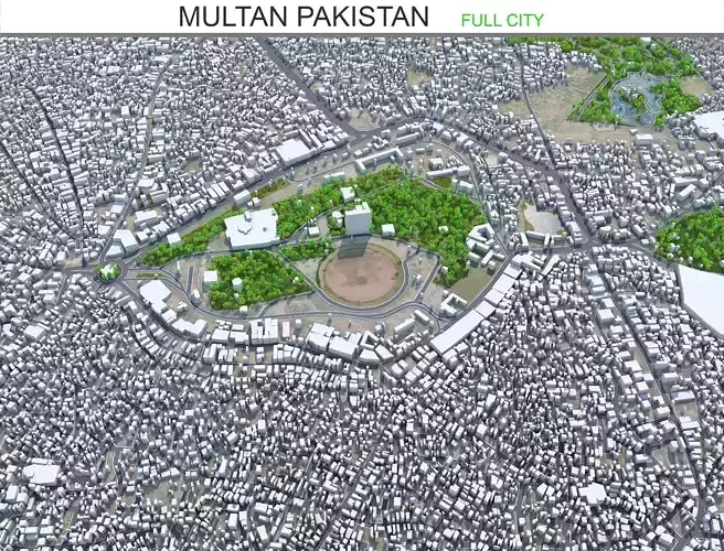 Multan Pakistan 40km AI Low-poly 3D model