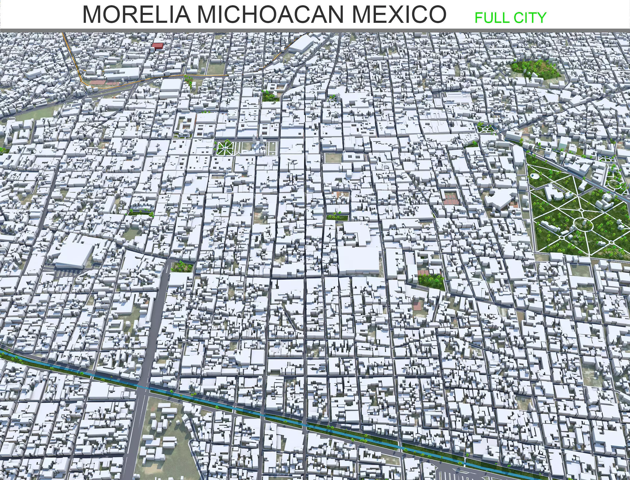 Morelia Michoacan Mexico 30km Low-poly 3D model