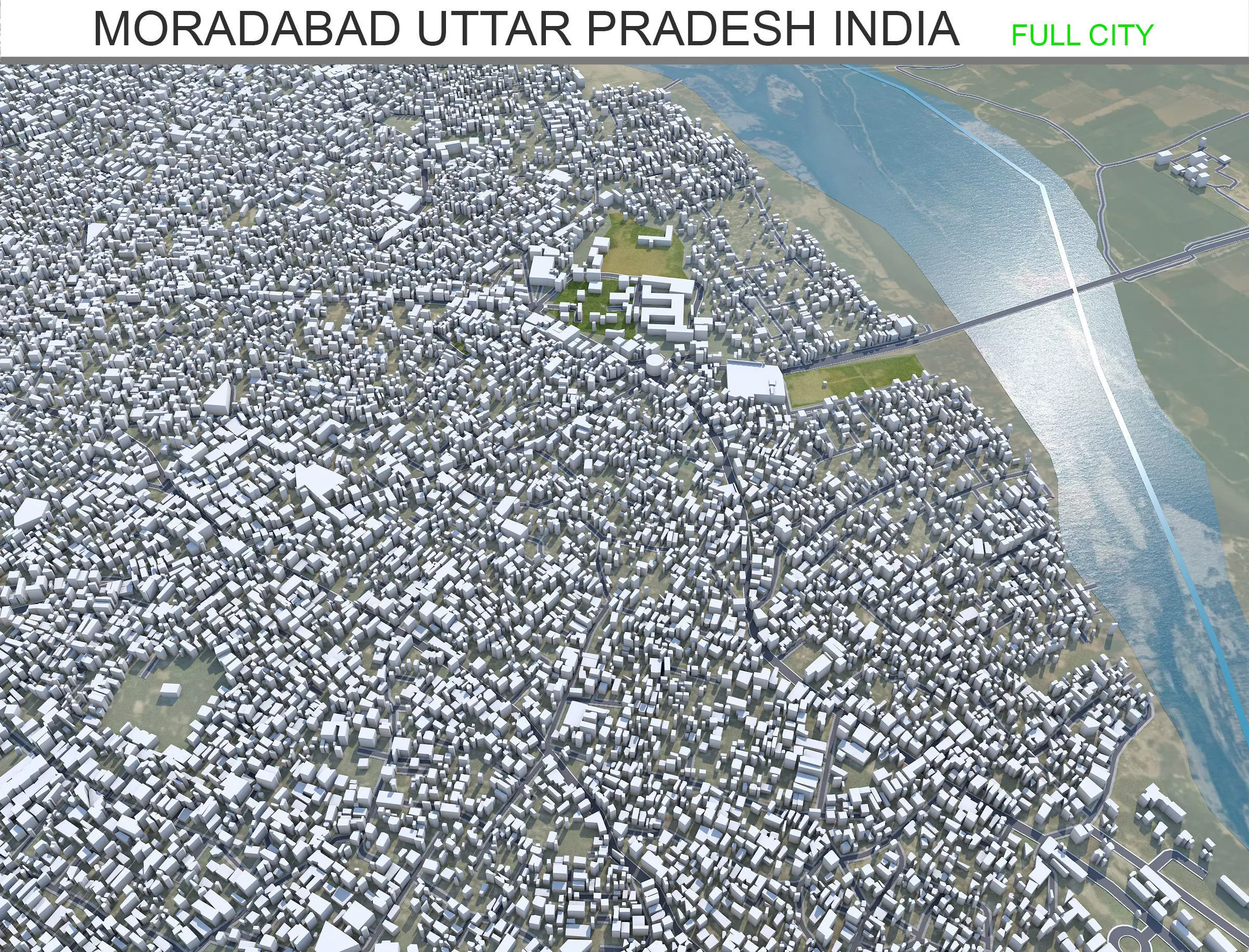 Moradabad Uttar Pradesh India 15km AI Low-poly 3D model