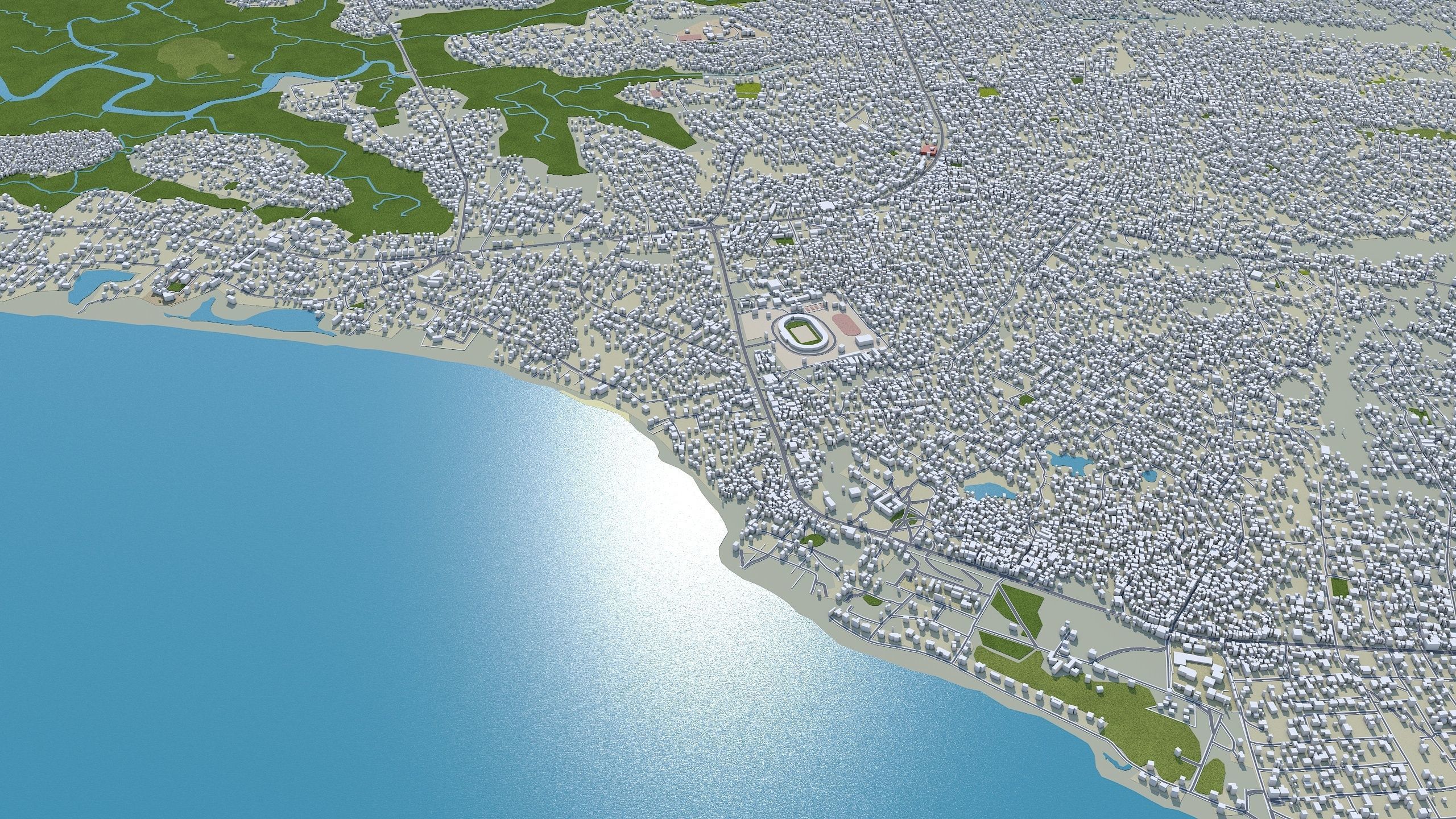 Monrovia Liberia 20km Low-poly 3D model_8