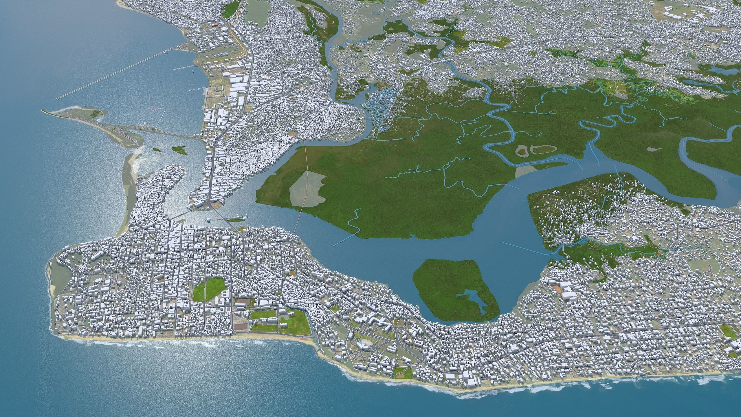 Monrovia Liberia 20km Low-poly 3D model_3