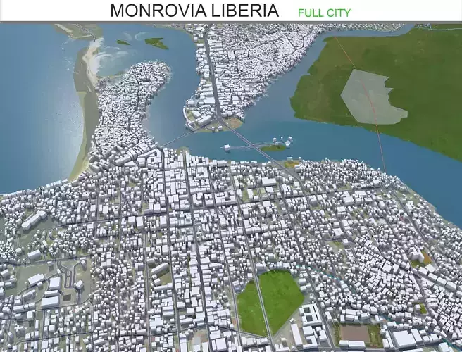 Monrovia Liberia 20km Low-poly 3D model