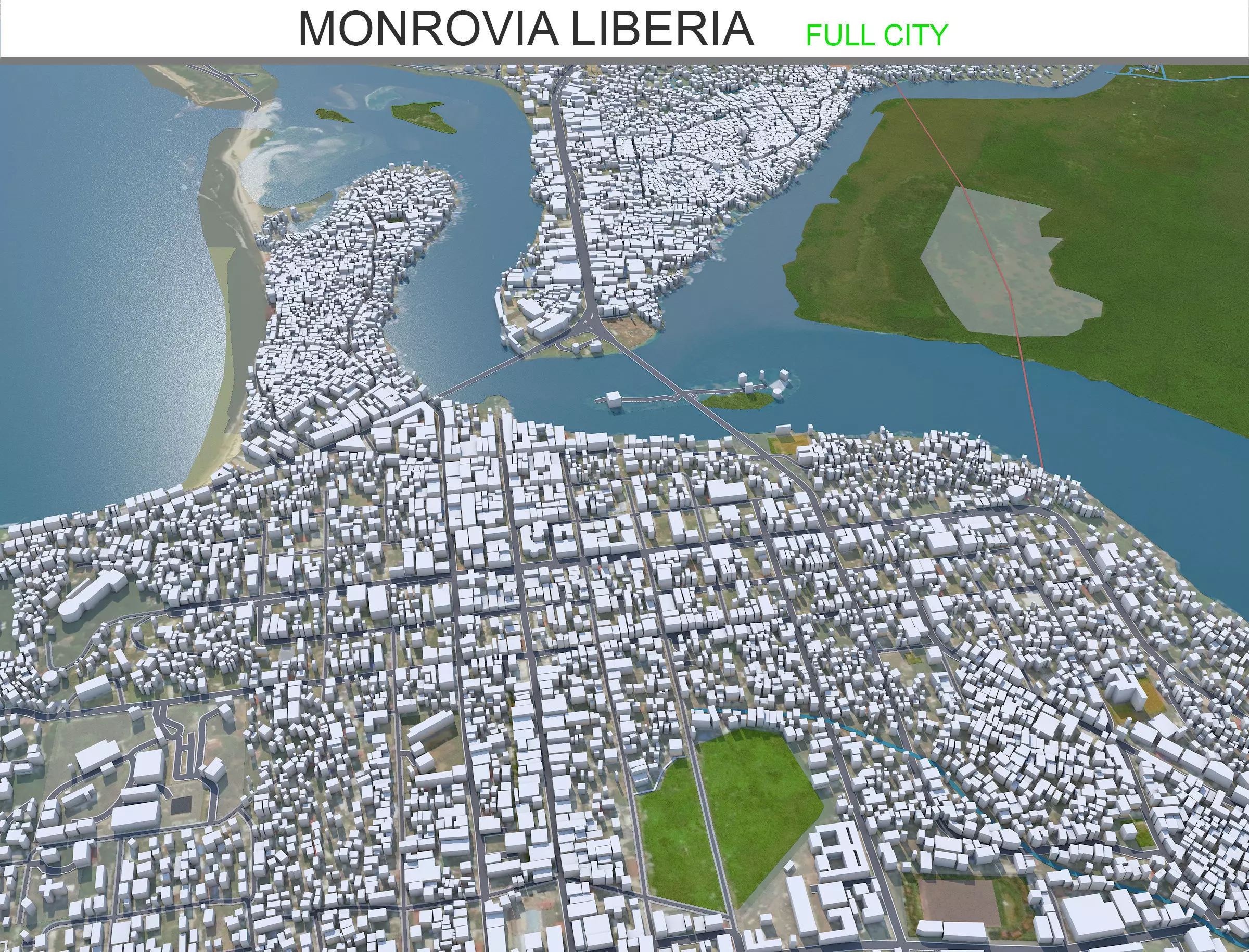 Monrovia Liberia 20km Low-poly 3D model_0
