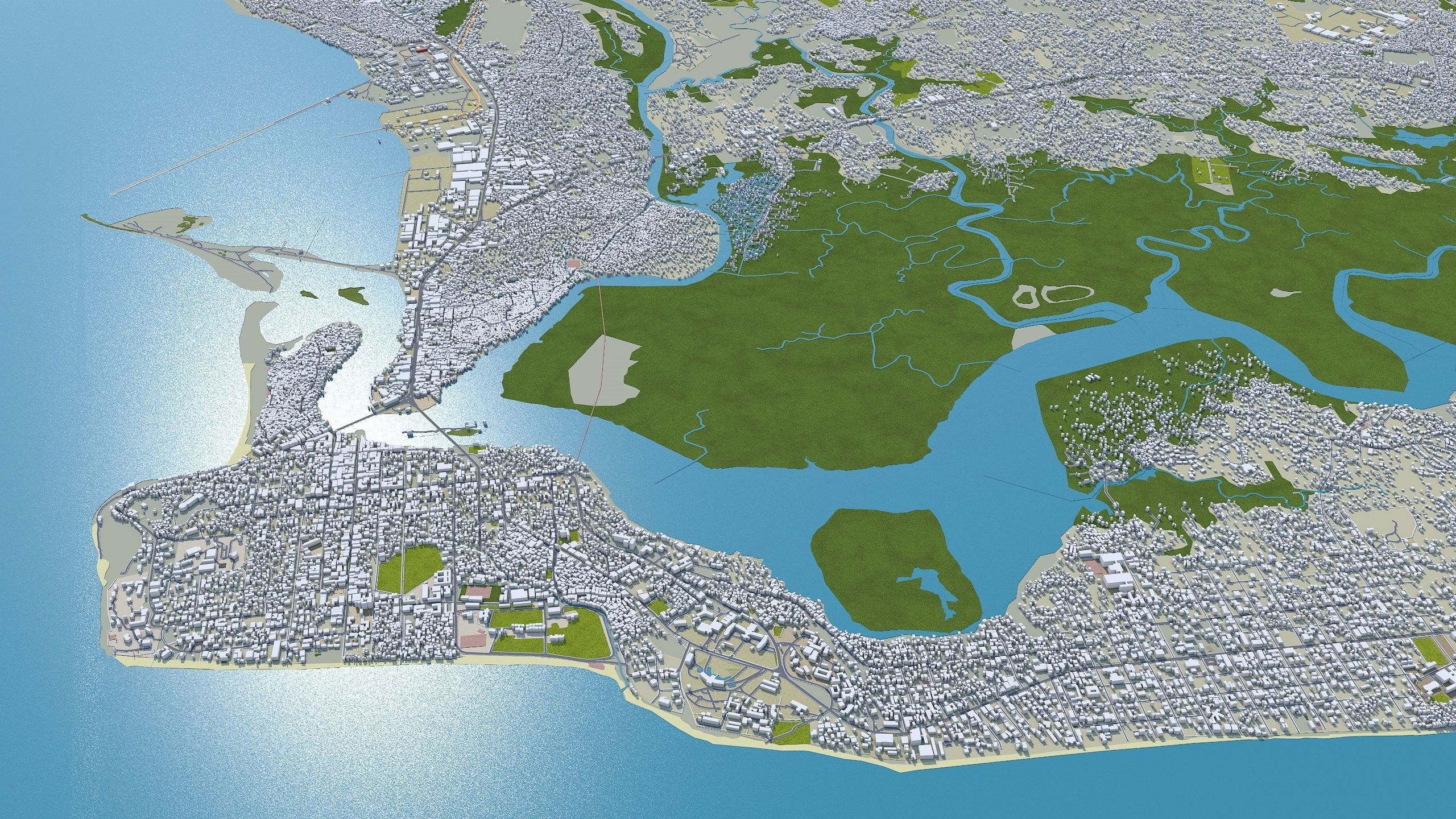 Monrovia Liberia 20km Low-poly 3D model_4