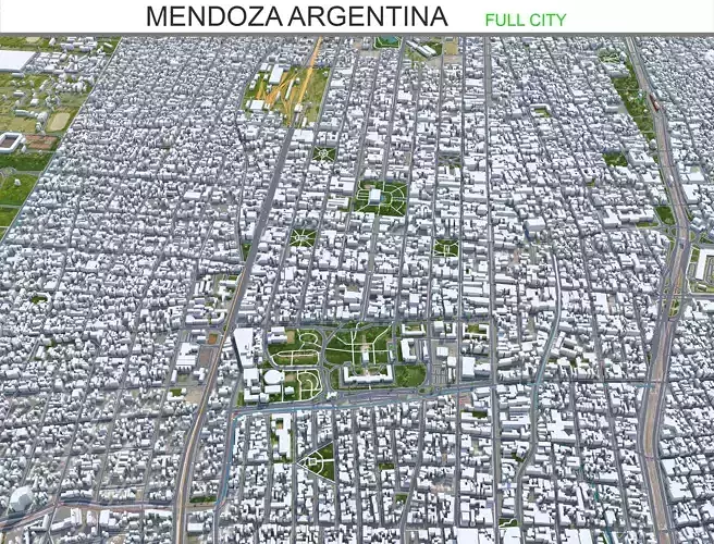 Mendoza Argentina 32km Low-poly 3D model