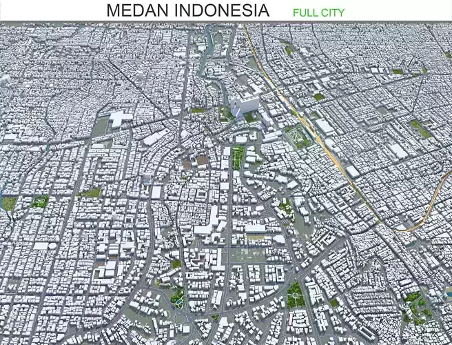 Medan Indonesia 30km Low-poly 3D model