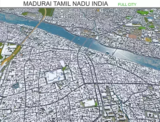 Madurai Tamil Nadu India 25km Low-poly 3D model