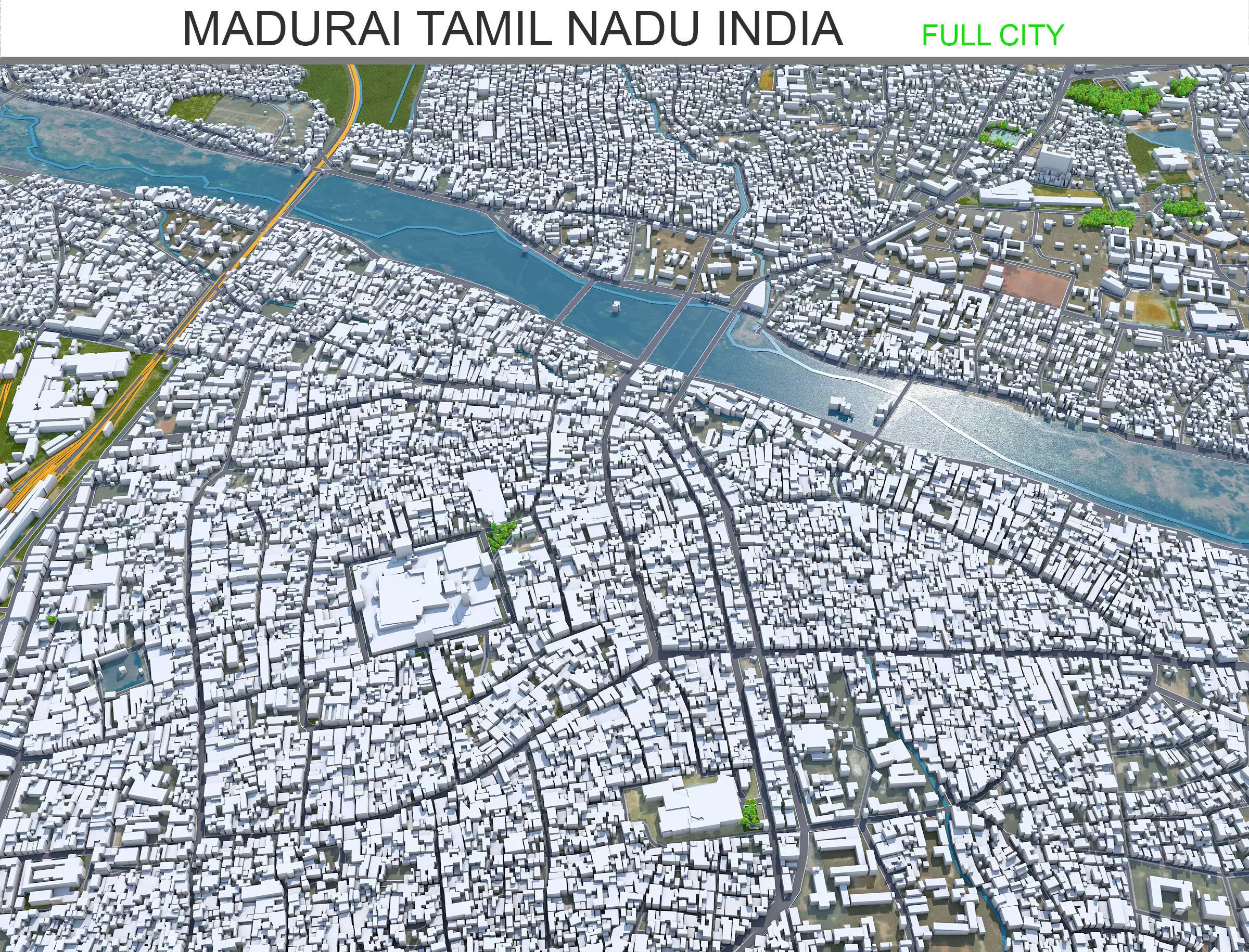 Madurai Tamil Nadu India 25km Low-poly 3D model