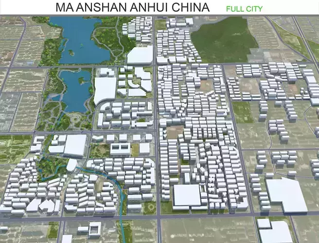Ma anshan Anhui China 35km Low-poly 3D model